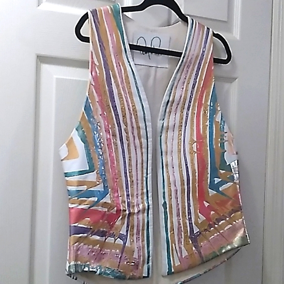 Terry & Toni Vintage 80s Hand Painted Leather Vest - Picture 1 of 14